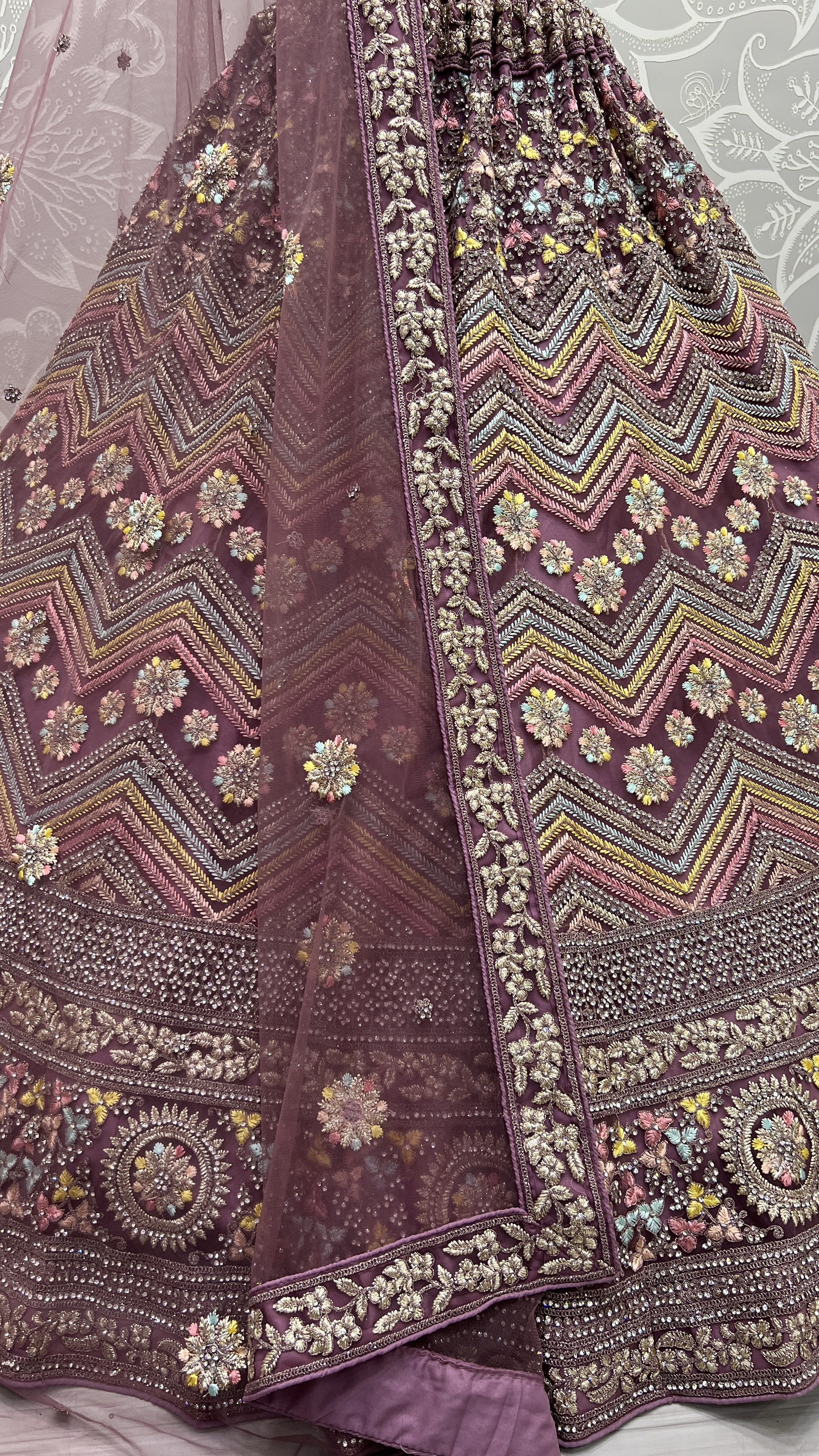 Wine Thread embroidered combine with zari work lehenga choli 